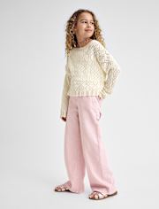 Girls Garment Dyed Utility Baggy Jeans