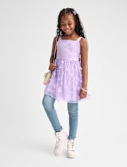 Girls 3D Butterfly Mesh Fit And Flare Dress