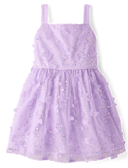 Girls 3D Butterfly Mesh Fit And Flare Dress