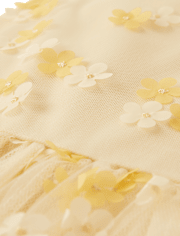 Girls 3D Floral Mesh Fit And Flare Dress