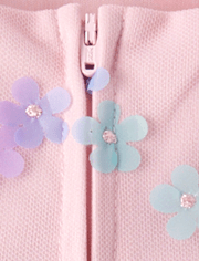 Girls Rainbow 3D Floral Mesh Fit And Flare Dress