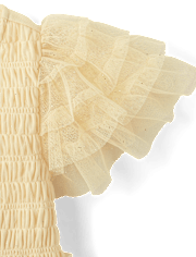 Girls Glitter Smocked Mesh Ruffle Dress