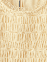 Girls Glitter Smocked Mesh Ruffle Dress