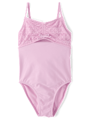 Girls Lace Cut-Out One Piece Swimsuit