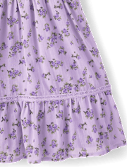 Girls Floral Pleated Smocked Dress