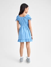 Girls Clip Dot Ruffle Dress
