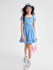 Girls Clip Dot Ruffle Dress