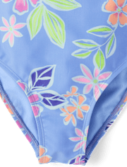 Girls Print Cross Back One Piece Swimsuit