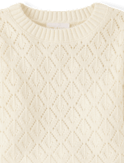 Girls Scalloped Crochet Sweater