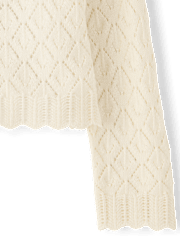 Girls Scalloped Crochet Sweater