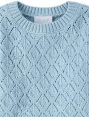 Girls Scalloped Crochet Sweater