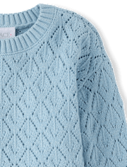 Girls Scalloped Crochet Sweater