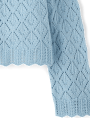 Girls Scalloped Crochet Sweater