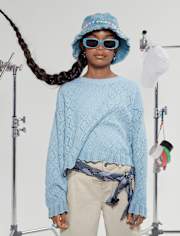 Girls Scalloped Crochet Sweater