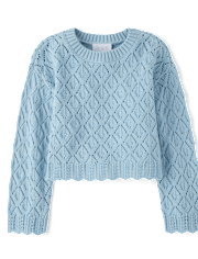 Girls Scalloped Crochet Sweater