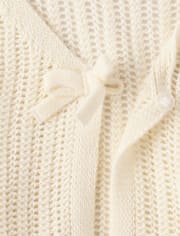 Girls Lettuce Pointelle Cardigan