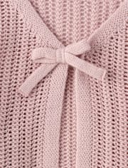 Girls Lettuce Pointelle Cardigan