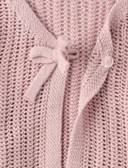 Girls Lettuce Pointelle Cardigan