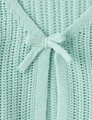Girls Lettuce Pointelle Cardigan