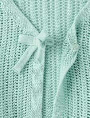Girls Lettuce Pointelle Cardigan