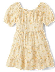 Girls Floral Tiered Corset Dress