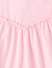 Girls Cross Back Ruffle V-Waist Dress