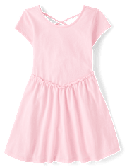 Girls Cross Back Ruffle V-Waist Dress