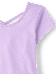 Girls Cross Back Ruffle V-Waist Dress