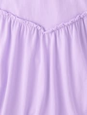 Girls Cross Back Ruffle V-Waist Dress