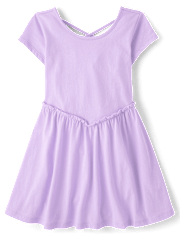 Girls Cross Back Ruffle V-Waist Dress