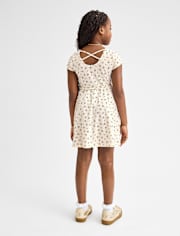 Robe à fleurs pour filles, dos croisé, volants et taille en V