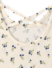 Girls Floral Cross Back Ruffle V-Waist Dress