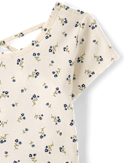 Girls Floral Cross Back Ruffle V-Waist Dress