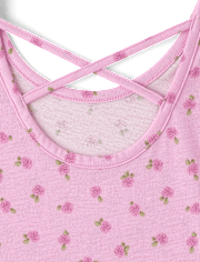 Girls Floral Cross Back Ruffle V-Waist Dress