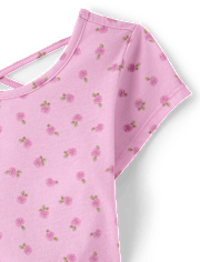 Girls Floral Cross Back Ruffle V-Waist Dress