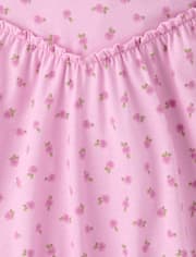 Girls Floral Cross Back Ruffle V-Waist Dress