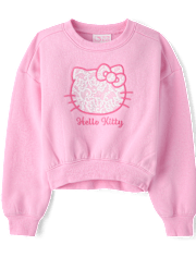 Girls Hello KittyÂ® Embroidered Premium Fleece Sweatshirt