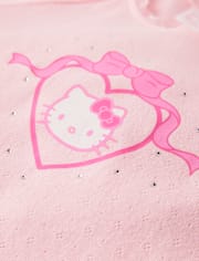 Girls Hello Kitty® Rhinestone Pointelle Raglan Top