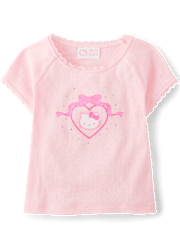 Girls Hello Kitty® Rhinestone Pointelle Raglan Top