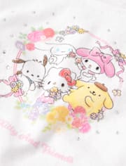 Girls Hello KittyÂ® Rhinestone Pointelle Raglan Top