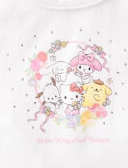 Girls Hello KittyÂ® Rhinestone Pointelle Raglan Top
