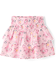 Girls Hello Kitty® Print Smocked Tiered Skirt
