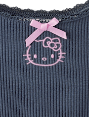 Girls Hello KittyÂ® Embroidered Tiered Fit And Flare Dress