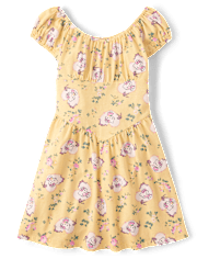 Girls Hello Kitty® Print Corset Drop Waist Dress
