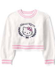 Girls Hello KittyÂ® Embroidered Sweater