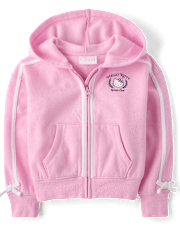 Girls Hello Kitty® Side Stripe Bow Premium Fleece Zip Up Hoodie
