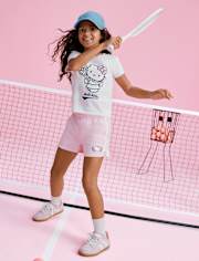Girls Hello KittyÂ® Side Stripe Bow Premium Fleece Shorts