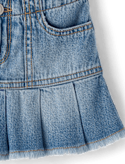 Girls Denim Pleated Skort