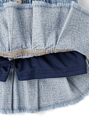 Jupe-short plissée en jean pour fille