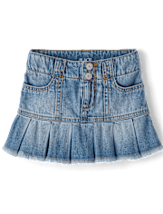 Girls Denim Pleated Skort